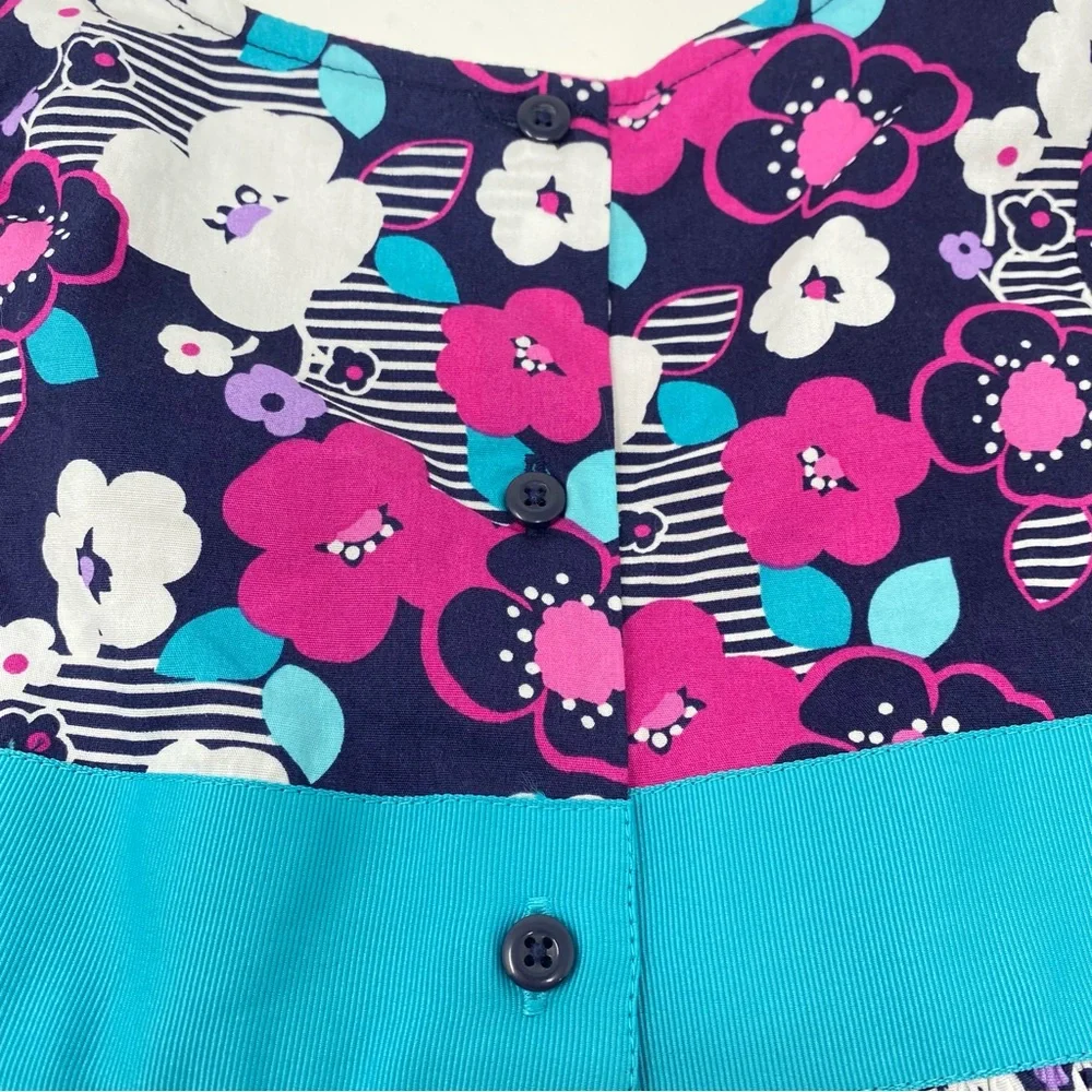 Gymboree Floral Dress Cotton Navy Blue Pink Turquoise Cotton 3T NWT